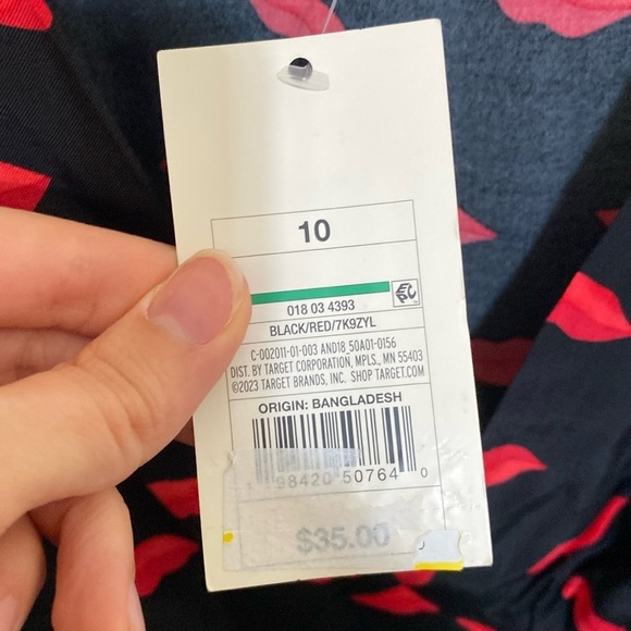 Women's Short Sleeve Maxi Sundress - A New Day Black/Red Lip Print Sz 10 - Picture 2 of 9